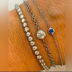 Beautiful Vintage 14K White Gold 2.45 CTW 3mm Wide VS Diamond 6.5” Bracelet